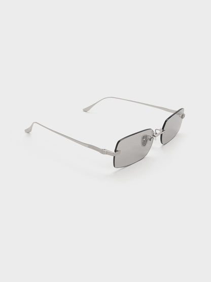 Easton Rimless Rectangular Sunglasses - Silver | CHARLES & KEITH