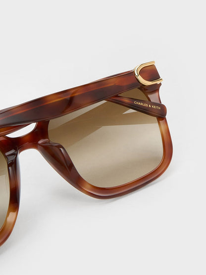 Gabine Tortoiseshell Oversized Butterfly Sunglasses - T. Shell | CHARLES & KEITH