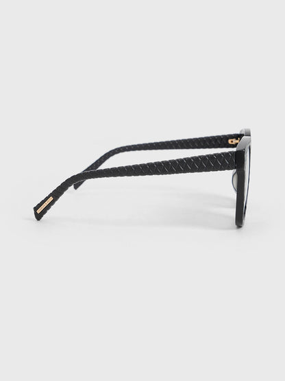 Leather Quilted Sunglasses - Black | CHARLES & KEITH