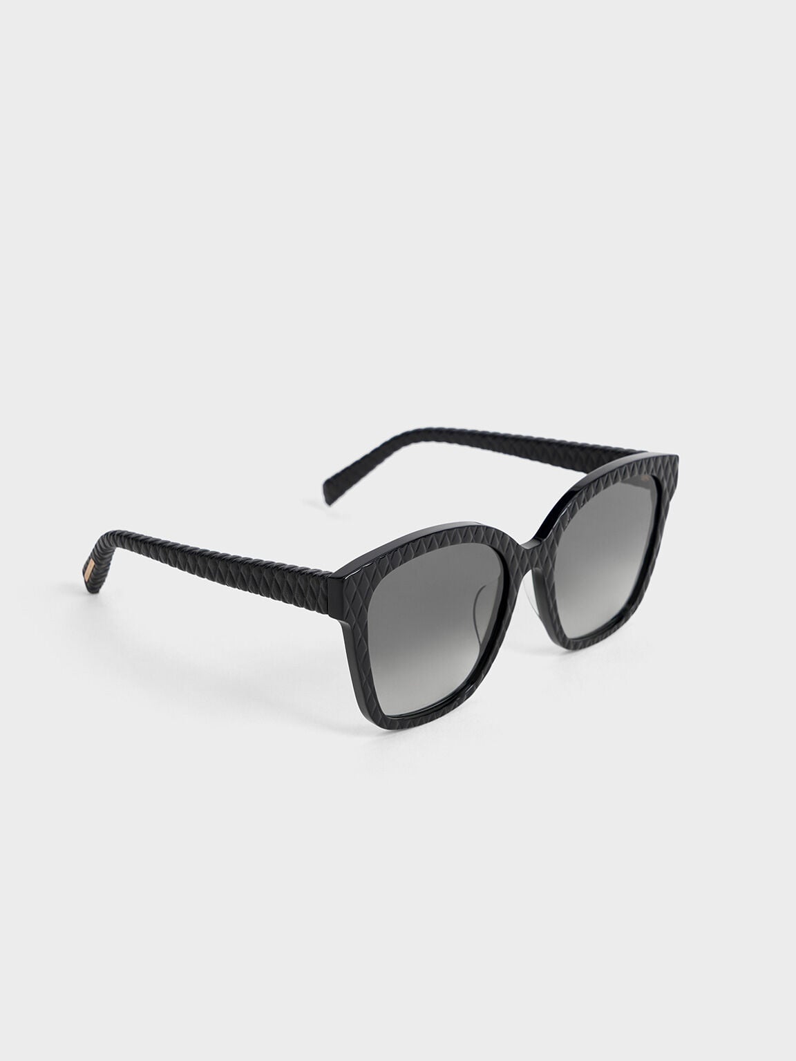 Leather Quilted Sunglasses - Black | CHARLES & KEITH
