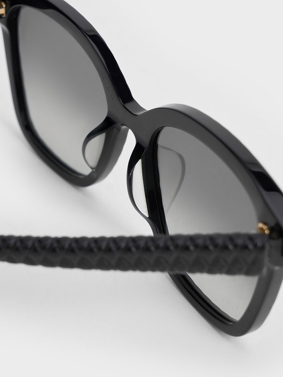 Leather Quilted Sunglasses - Black | CHARLES & KEITH