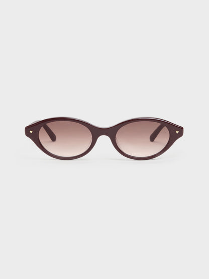 Pecola Oval Sunglasses - Wineberry Red | CHARLES & KEITH
