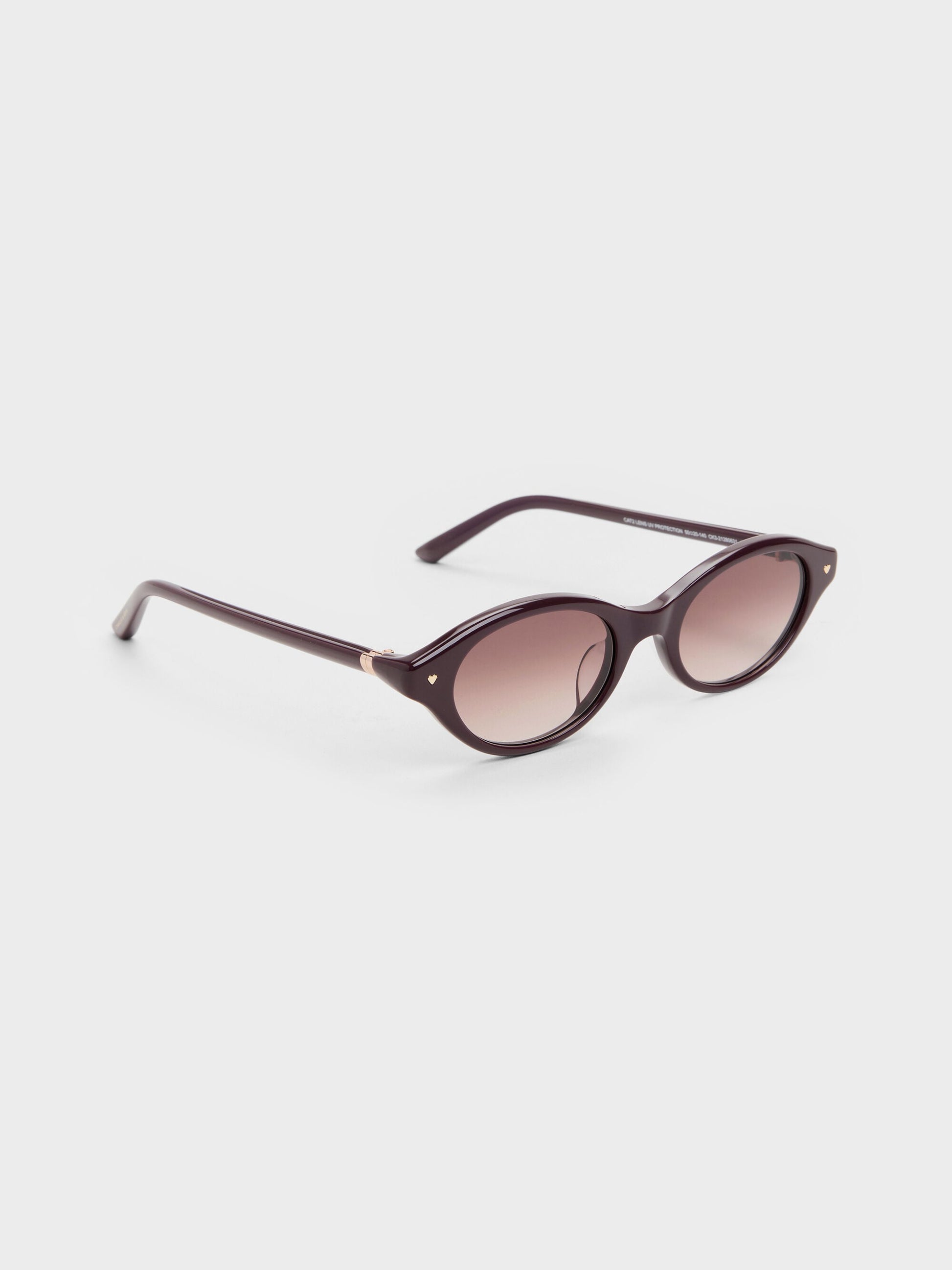 Pecola Oval Sunglasses - Wineberry Red | CHARLES & KEITH