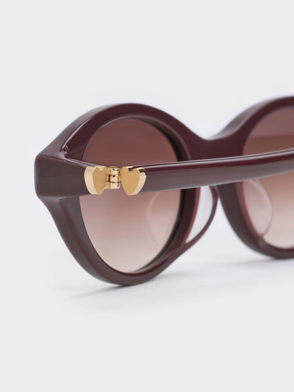 Pecola Oval Sunglasses - Wineberry Red | CHARLES & KEITH