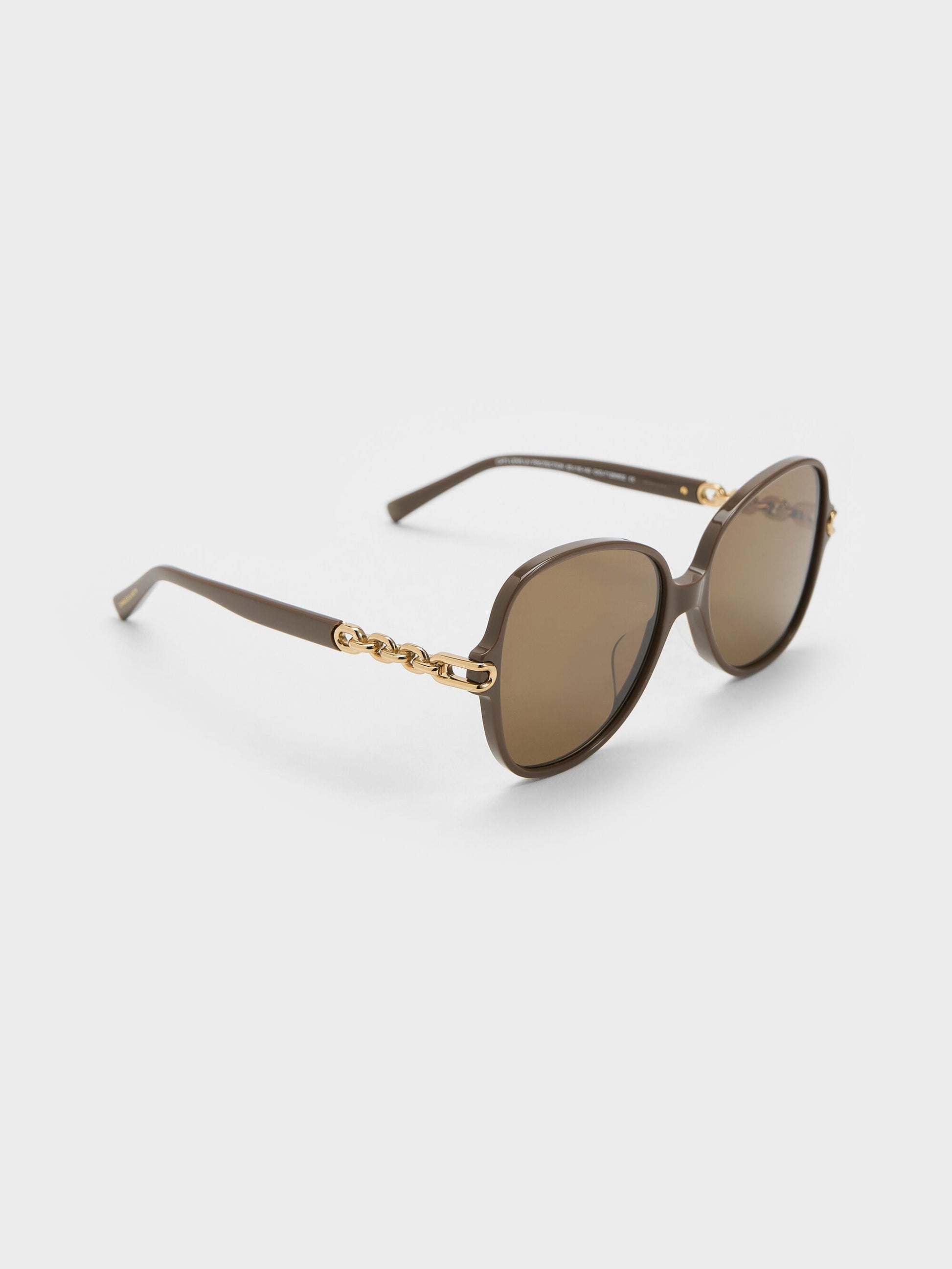Delaney Chain-Link Butterfly Sunglasses - Chestnut Brown | CHARLES & KEITH