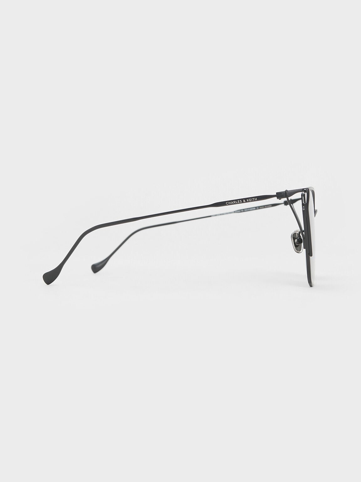 Shea Metallic-Rim Square Sunglasses - Black | CHARLES & KEITH