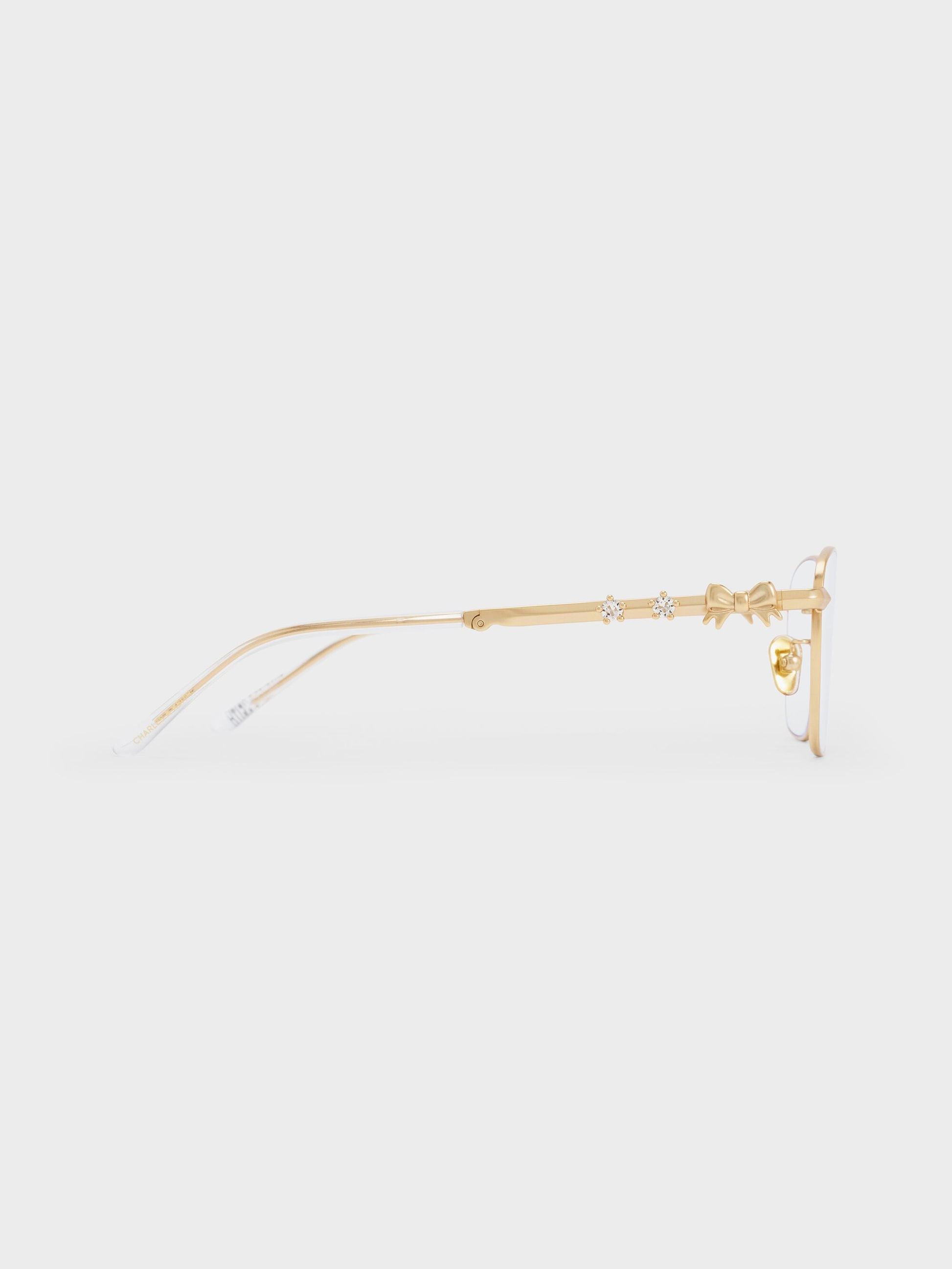 Paige Clear Rectangular Sunglasses - Brush Gold | CHARLES & KEITH