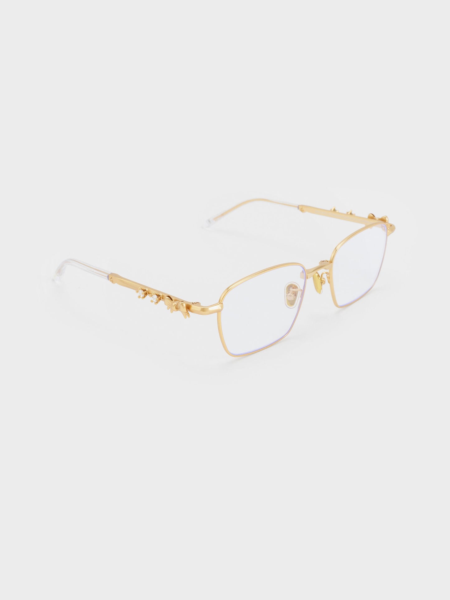 Paige Clear Rectangular Sunglasses - Brush Gold | CHARLES & KEITH
