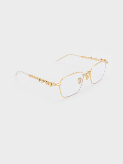 Paige Clear Rectangular Sunglasses - Brush Gold | CHARLES & KEITH