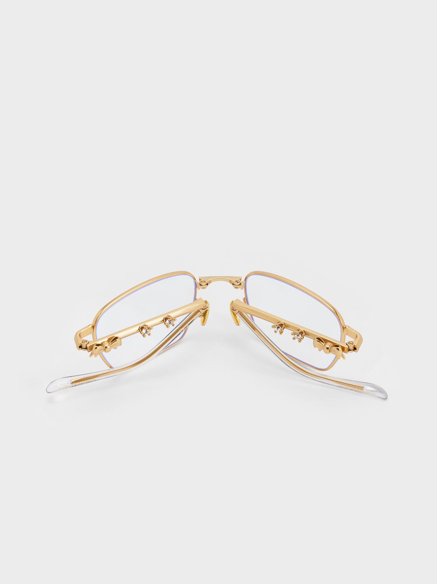 Paige Clear Rectangular Sunglasses - Brush Gold | CHARLES & KEITH