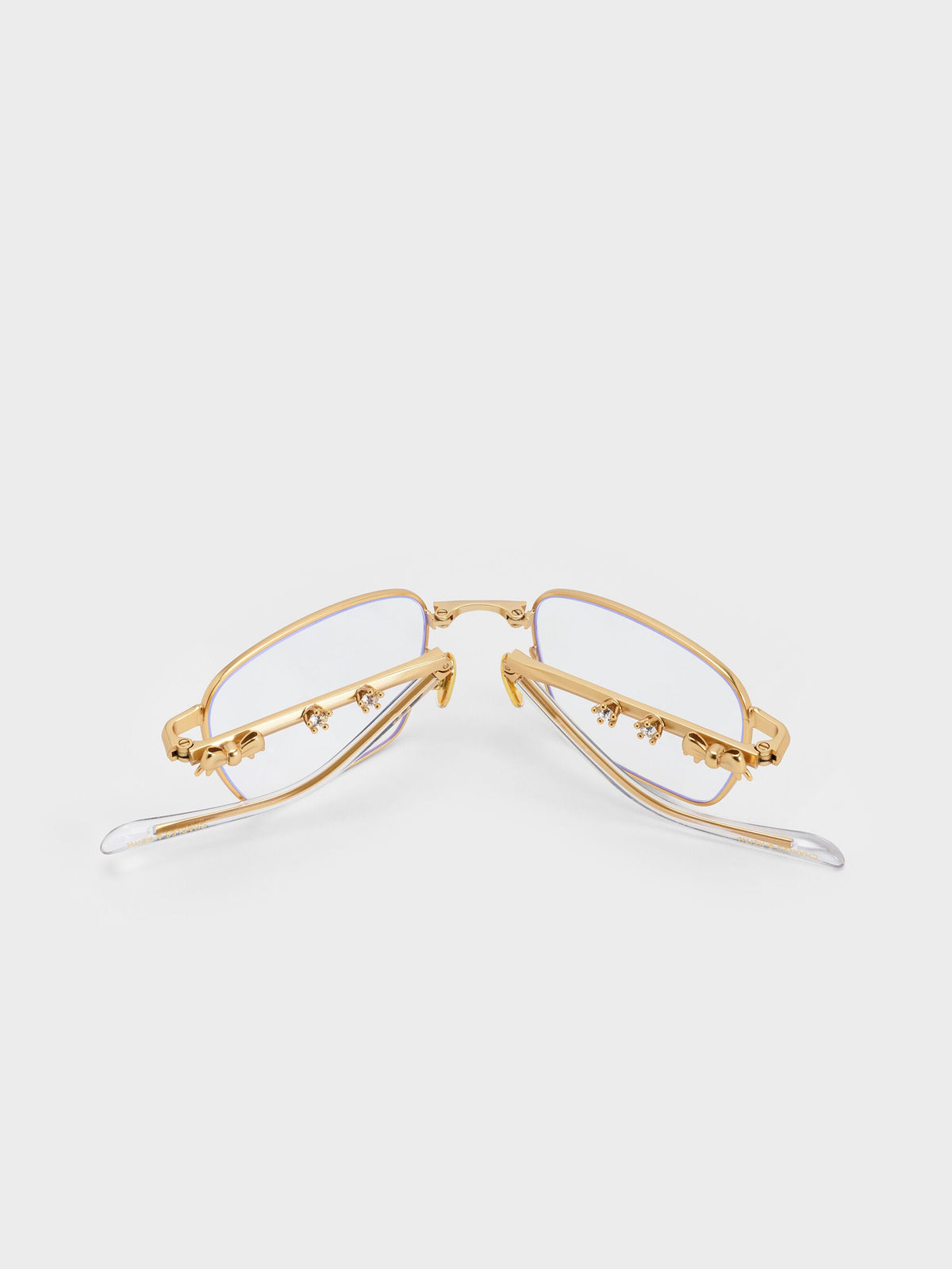 Paige Clear Rectangular Sunglasses - Brush Gold | CHARLES & KEITH