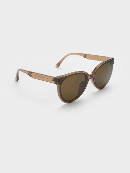 Brea Foldable Aviator Sunglasses - Chestnut Brown | CHARLES & KEITH