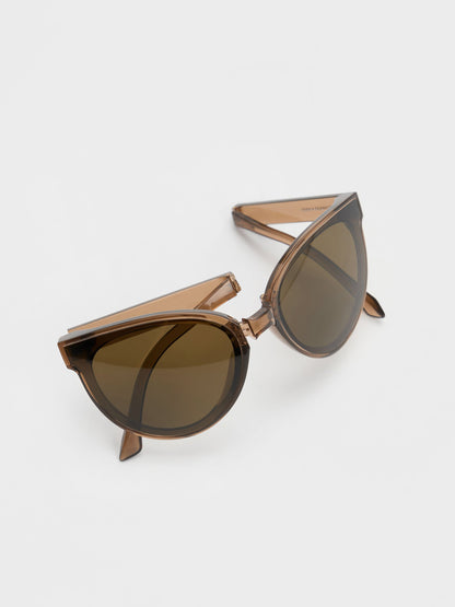 Brea Foldable Aviator Sunglasses - Chestnut Brown | CHARLES & KEITH