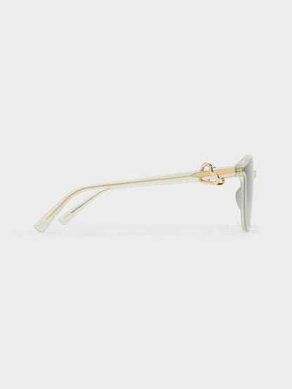 Ciara Heart-Motif Sunglasses - Mint Green | CHARLES & KEITH