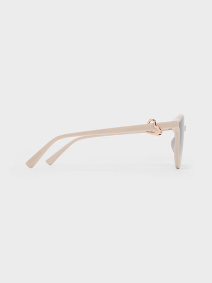 Ciara Heart-Motif Sunglasses - Oat | CHARLES & KEITH