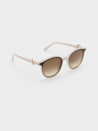 Ciara Heart-Motif Sunglasses - Oat | CHARLES & KEITH