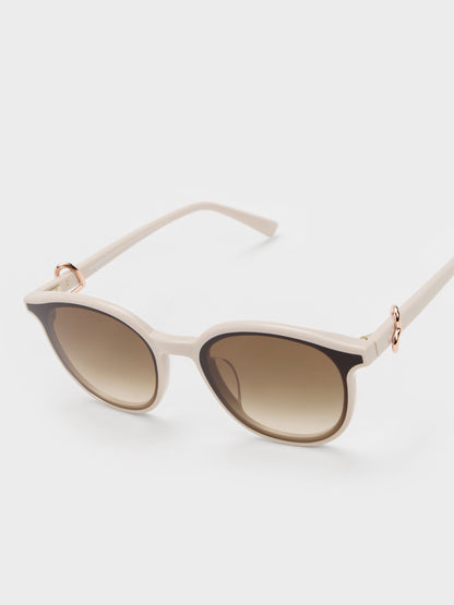 Ciara Heart-Motif Sunglasses - Oat | CHARLES & KEITH