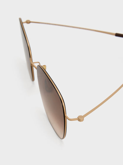 Miranda Square Sunglasses - Light Gold | CHARLES & KEITH
