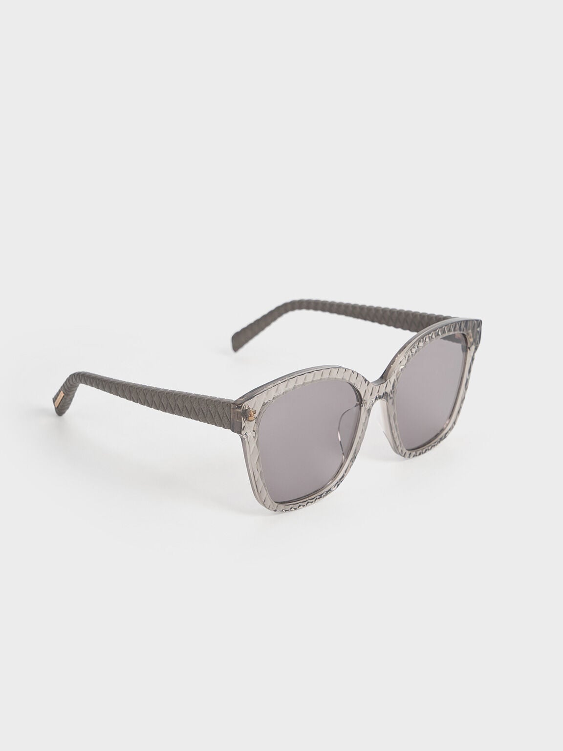 Leather Quilted Sunglasses - Grey | CHARLES & KEITH