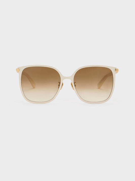 Ophelia Square Sunglasses - Cream | CHARLES & KEITH