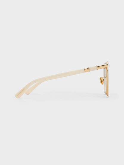 Ophelia Square Sunglasses - Cream | CHARLES & KEITH