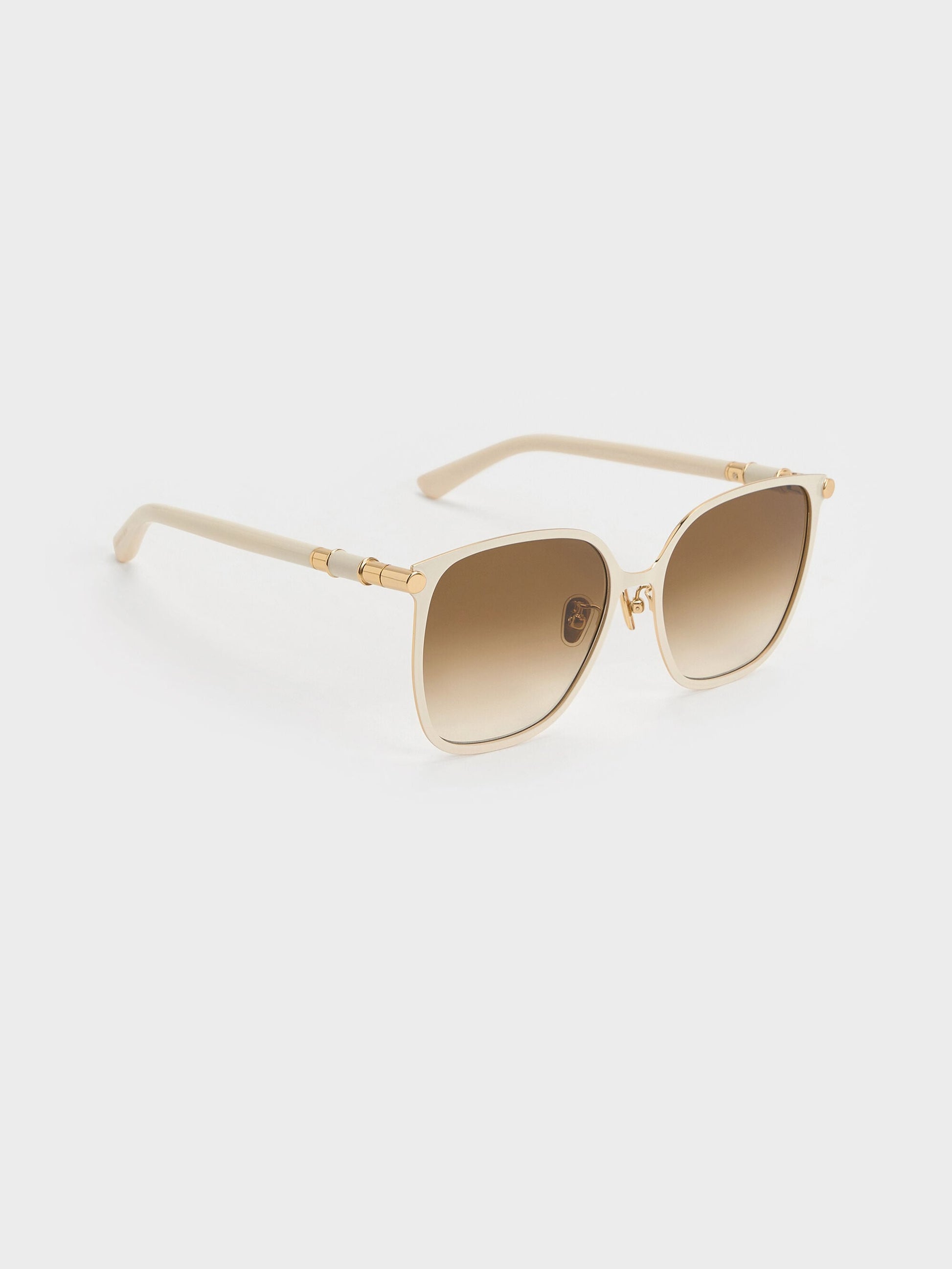 Ophelia Square Sunglasses - Cream | CHARLES & KEITH