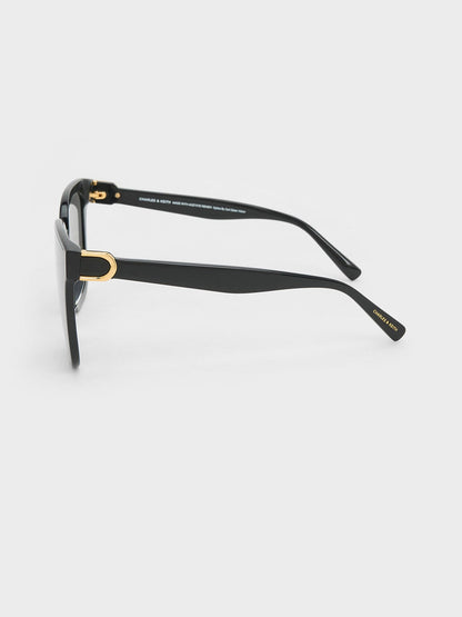 Gabine Oversized Butterfly Sunglasses - Black | CHARLES & KEITH