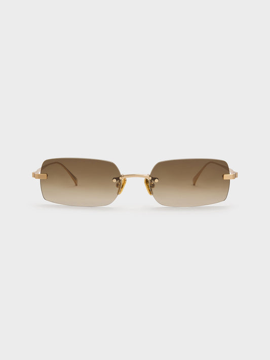 Easton Rimless Rectangular Sunglasses - Gold | CHARLES & KEITH