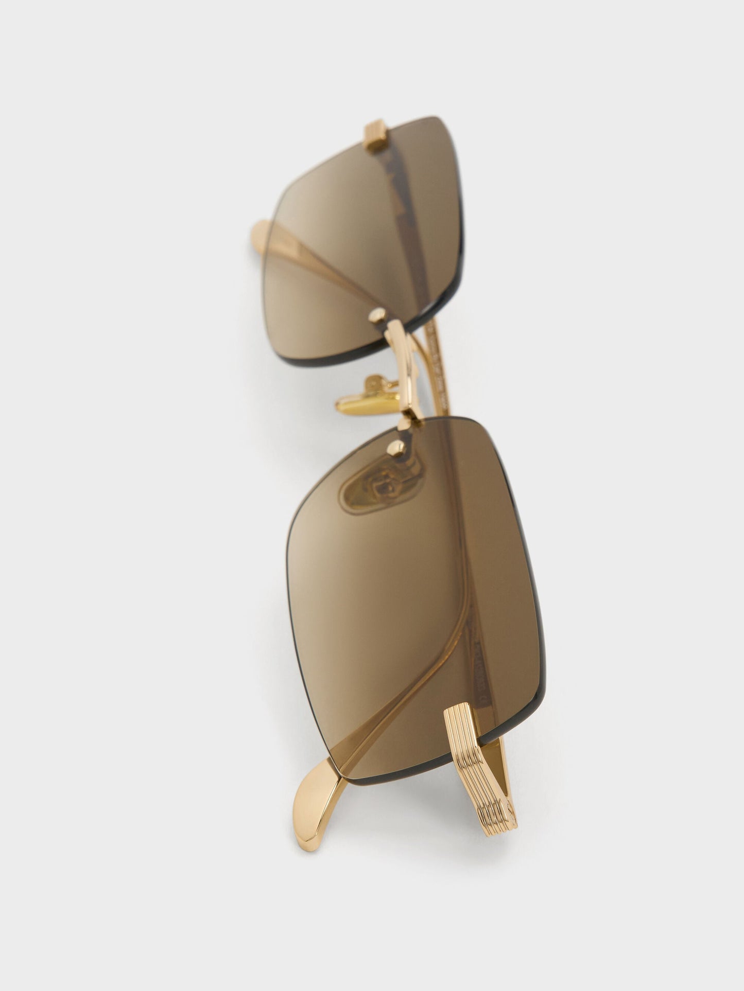 Easton Rimless Rectangular Sunglasses - Gold | CHARLES & KEITH