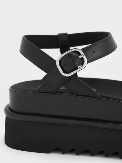 Flatform Sandals - Black | CHARLES & KEITH