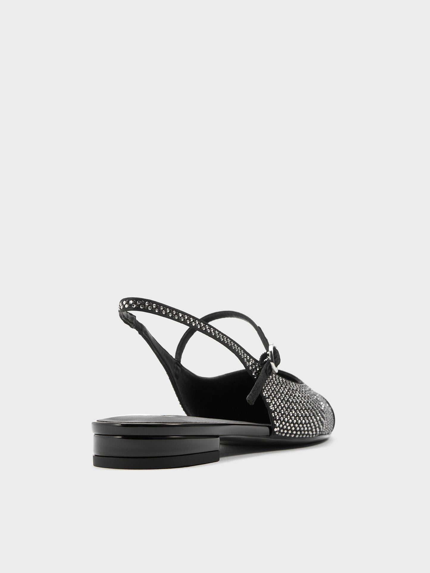 Crystal Cap-Toe Mary Jane Flats - Black Textured | CHARLES & KEITH