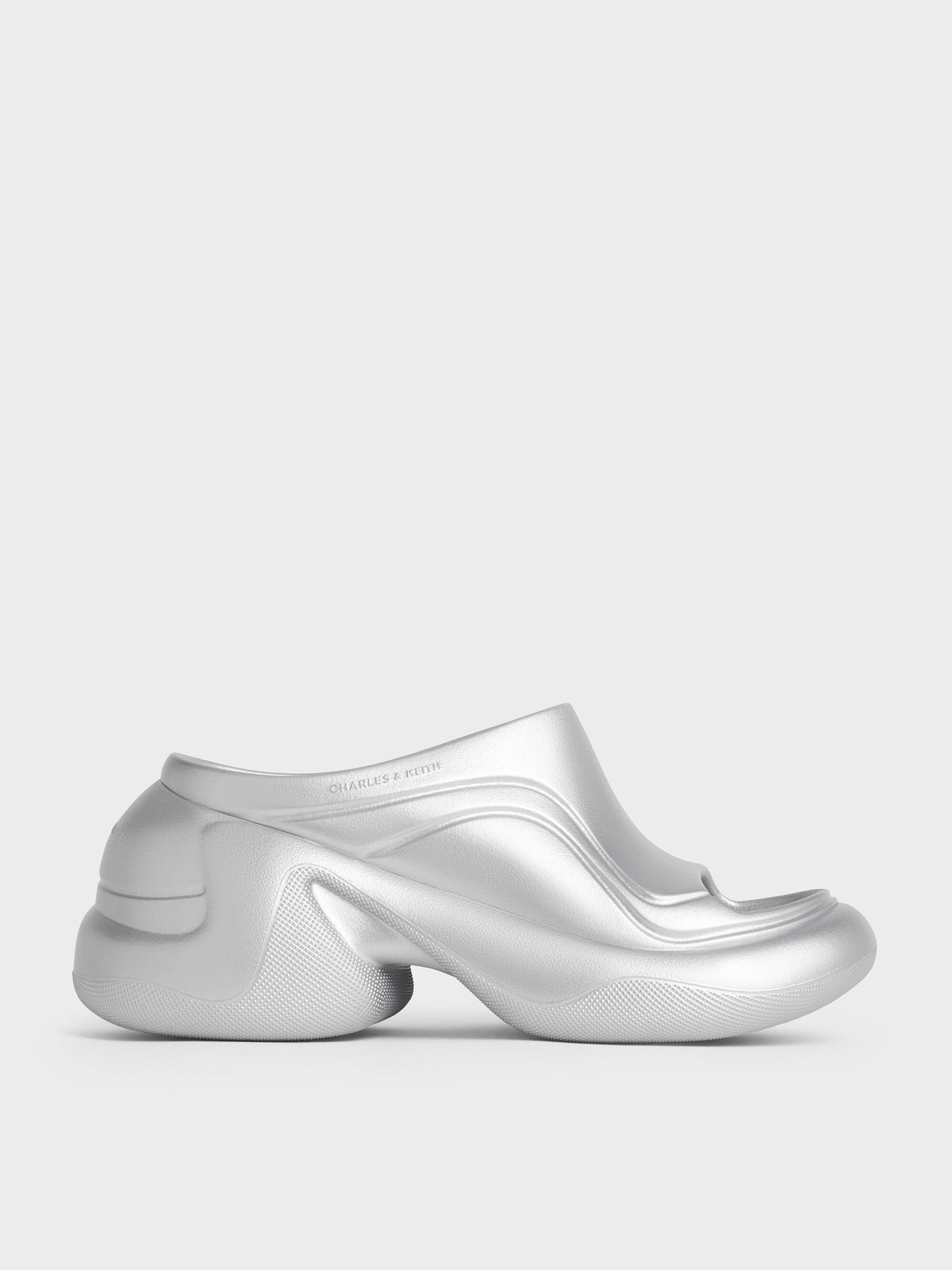 Eva Sculptural Platform Sandals - Silver | CHARLES & KEITH