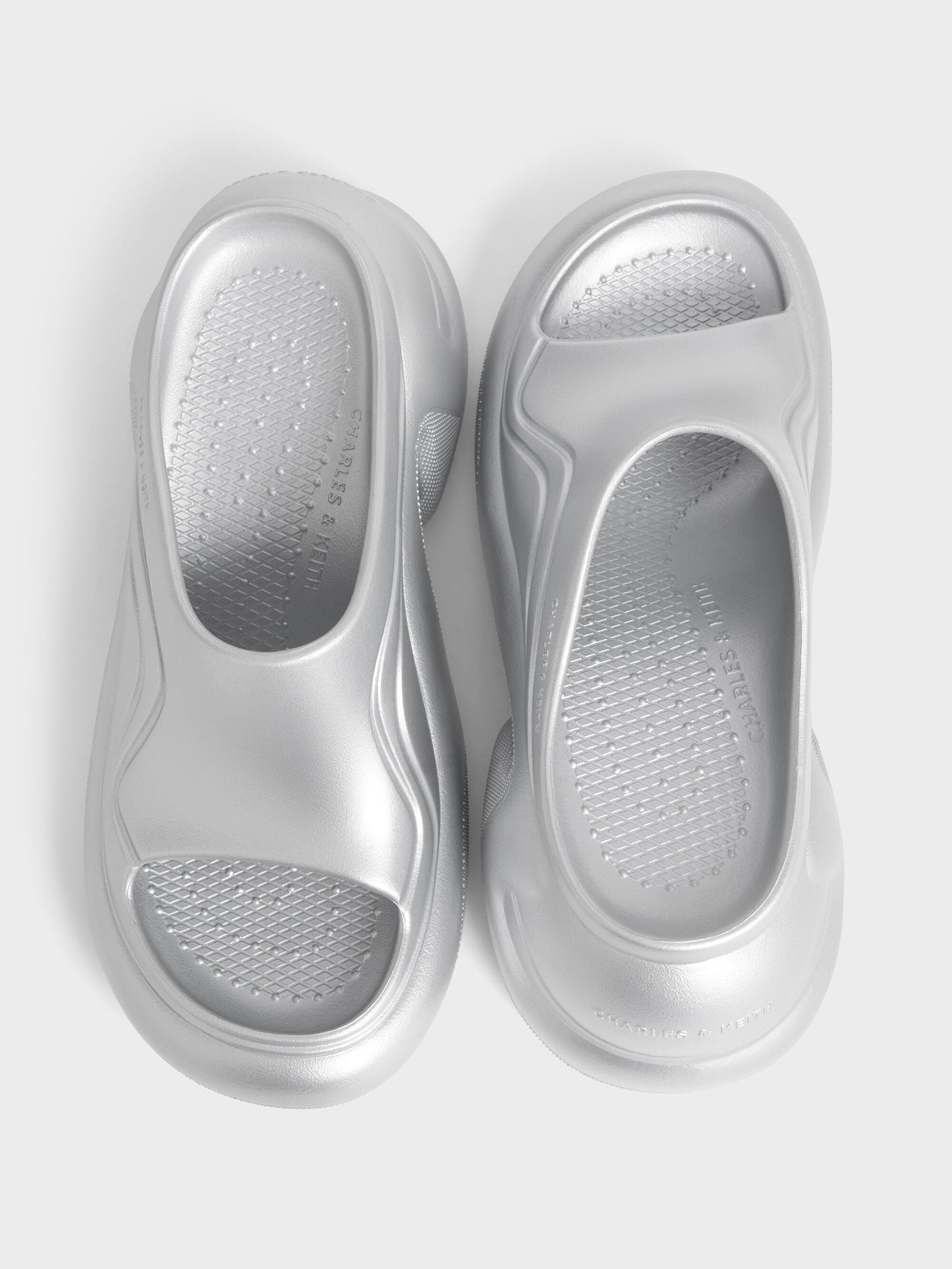Eva Sculptural Platform Sandals - Silver | CHARLES & KEITH