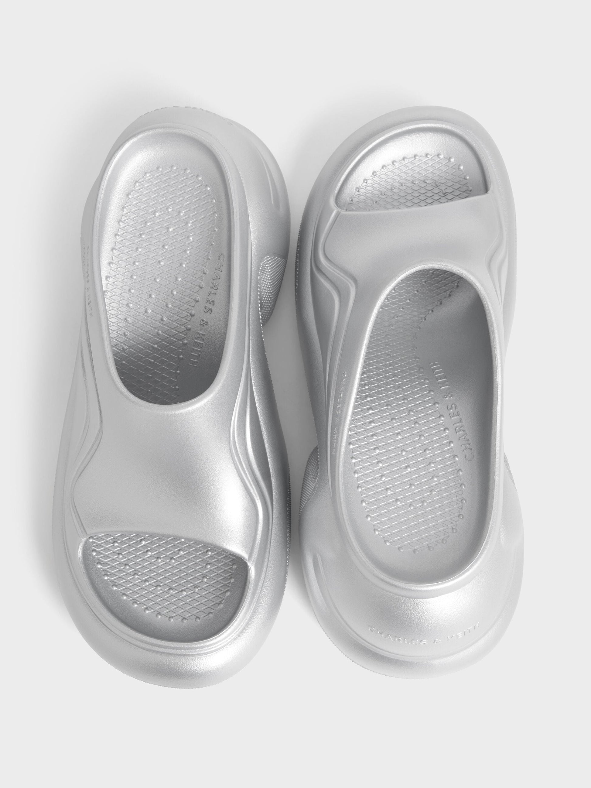 Eva Sculptural Platform Sandals - Silver | CHARLES & KEITH