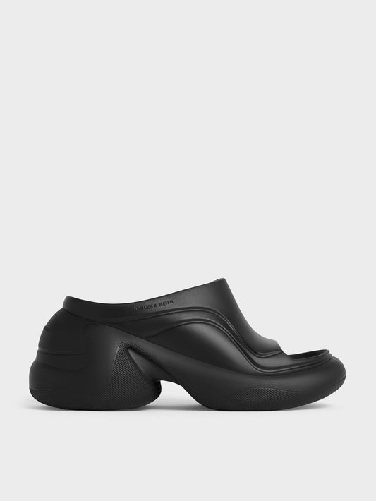 Eva Sculptural Platform Sandals - Black | CHARLES & KEITH
