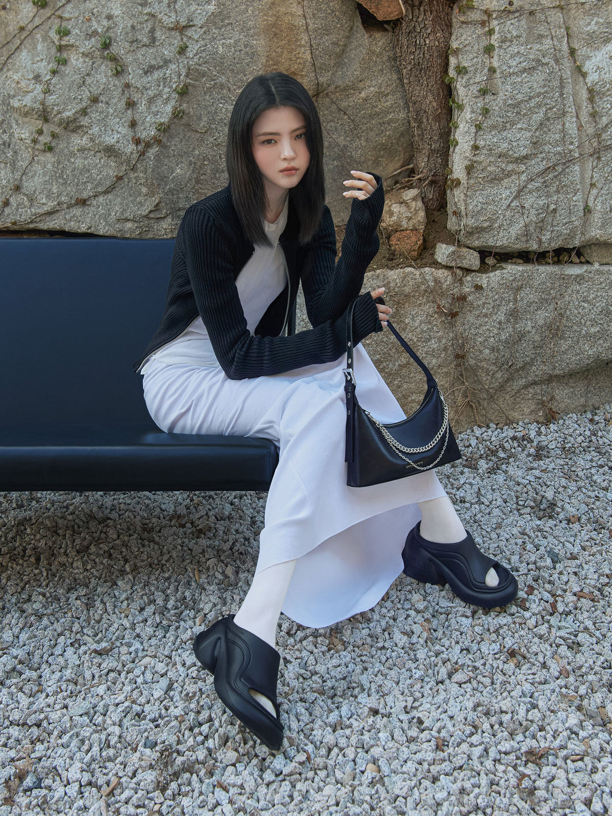 Eva Sculptural Platform Sandals - Black | CHARLES & KEITH