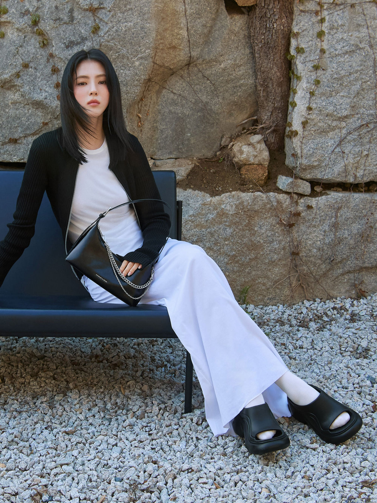 Eva Sculptural Platform Sandals - Black | CHARLES & KEITH