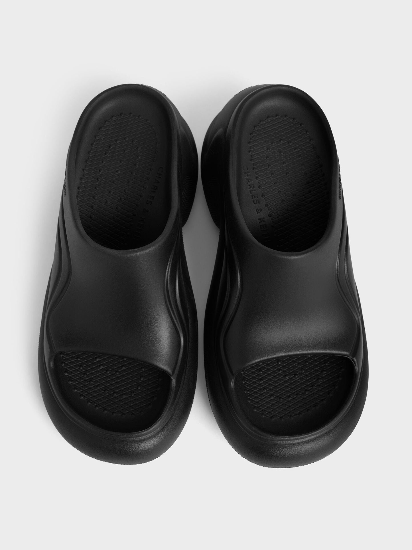 Eva Sculptural Platform Sandals - Black | CHARLES & KEITH
