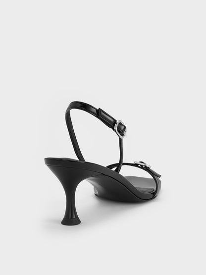 Buckled Slingback Kitten Heels - Black Box | CHARLES & KEITH