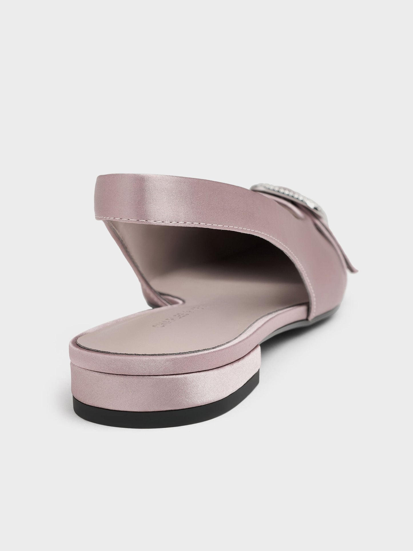 Satin Crystal-Buckle Slingback Flats - Mauve | CHARLES & KEITH