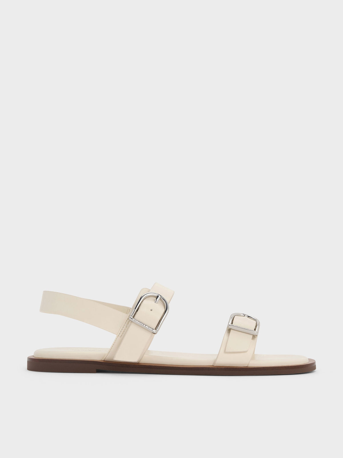 Double-Strap Slingback Sandals - Cream | CHARLES & KEITH