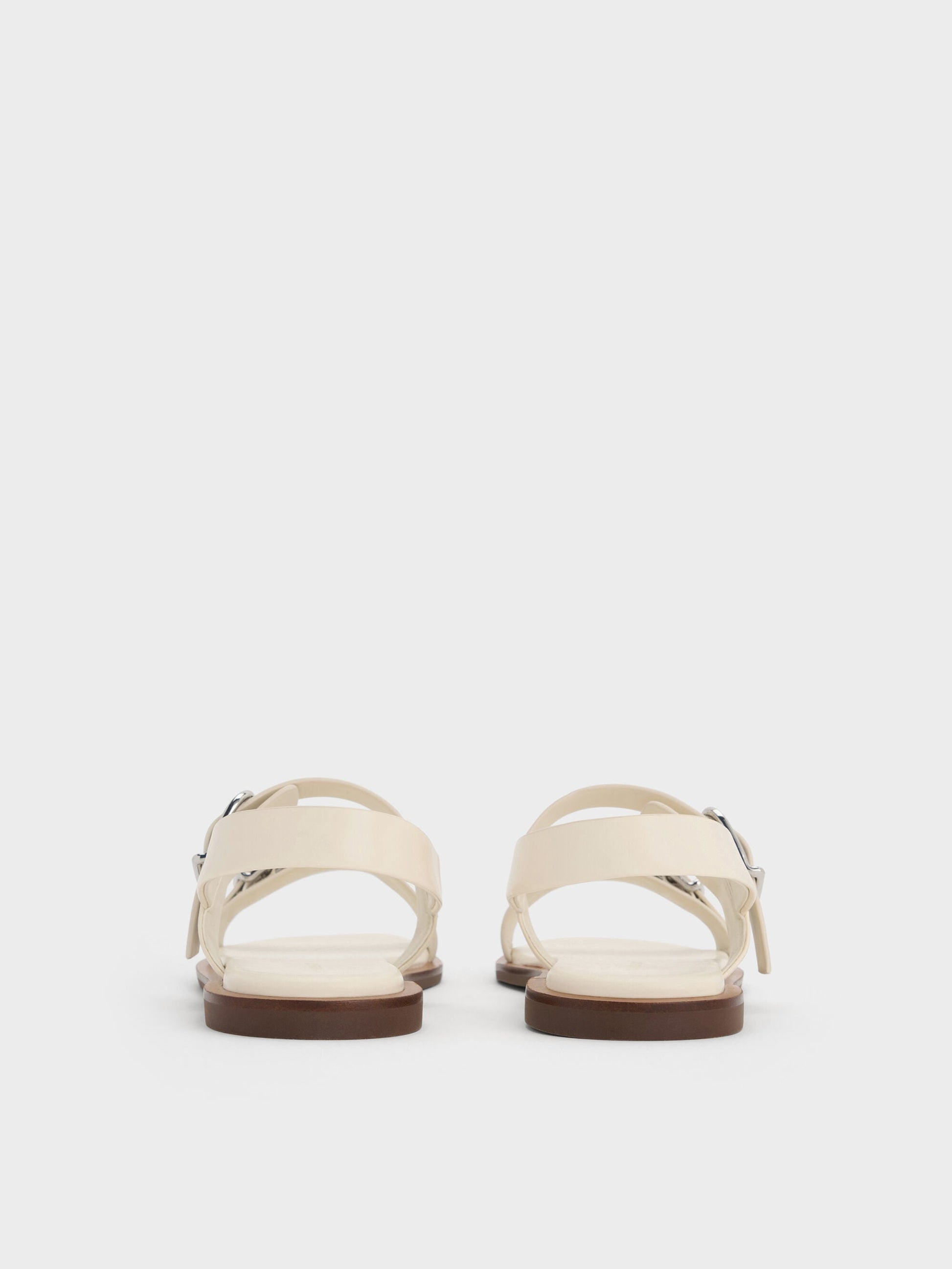 Double-Strap Slingback Sandals - Cream | CHARLES & KEITH