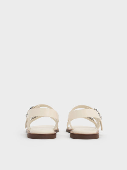 Double-Strap Slingback Sandals - Cream | CHARLES & KEITH