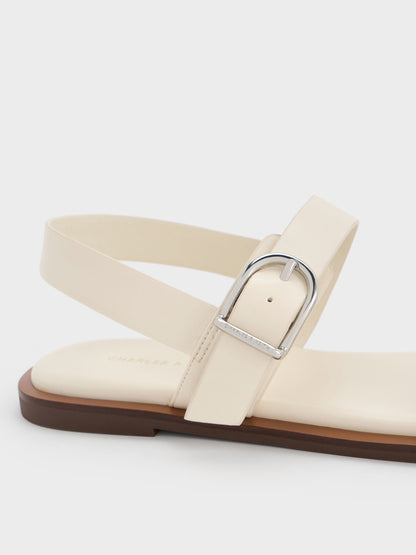 Double-Strap Slingback Sandals - Cream | CHARLES & KEITH