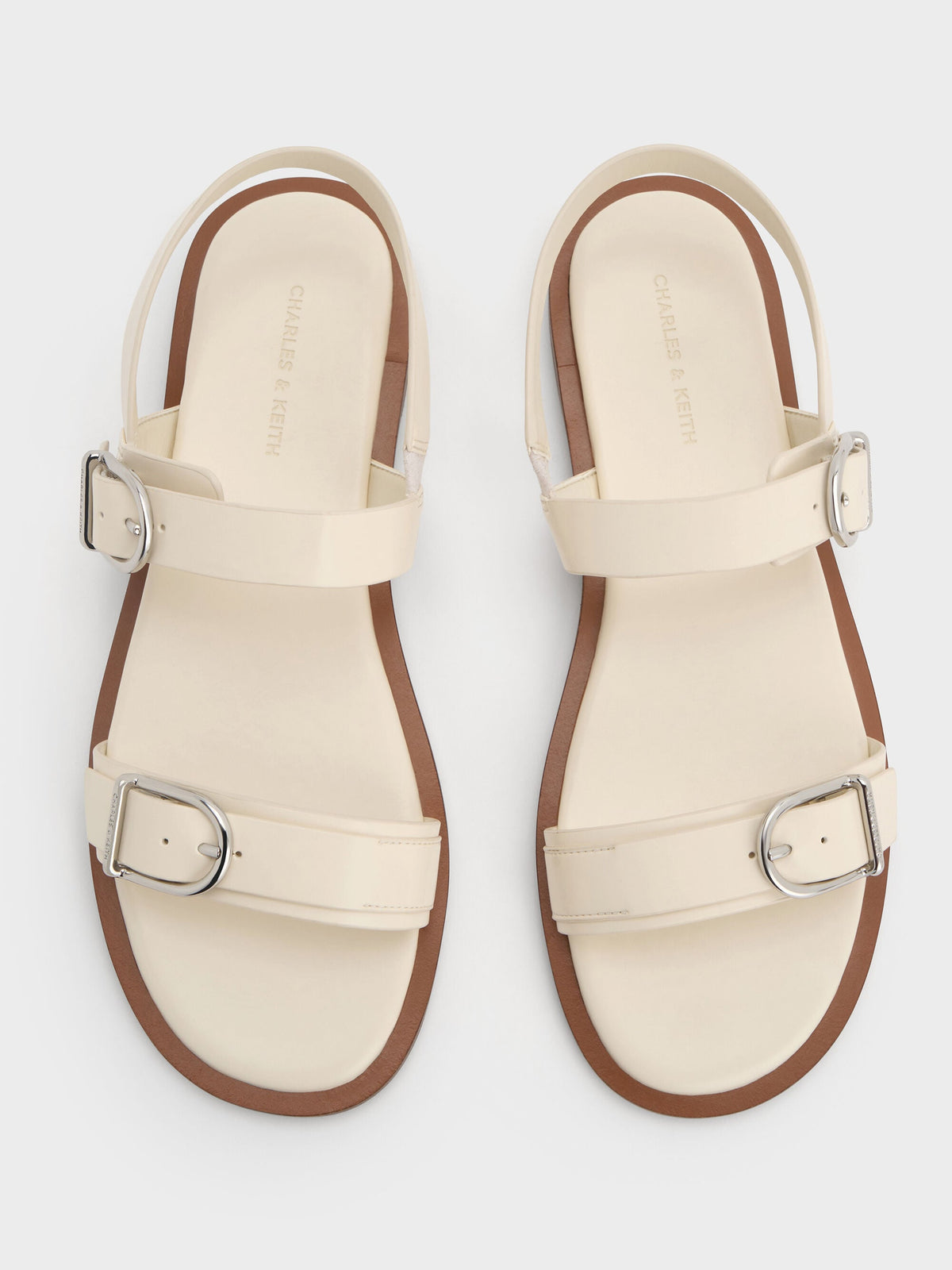Double-Strap Slingback Sandals - Cream | CHARLES & KEITH