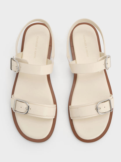 Double-Strap Slingback Sandals - Cream | CHARLES & KEITH