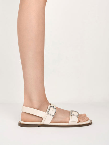 Double-Strap Slingback Sandals - Cream | CHARLES & KEITH