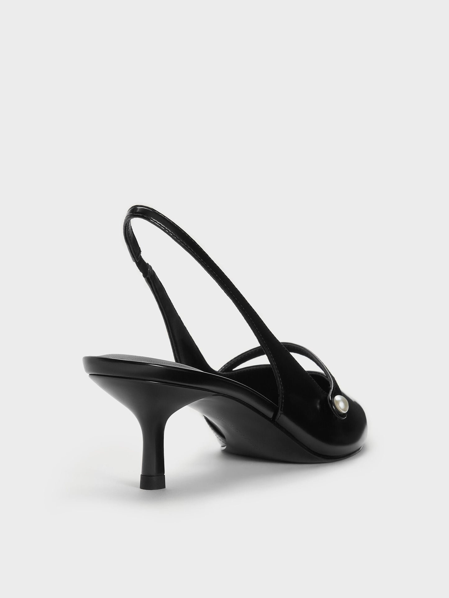 Helena Pearl Slingback Kitten Heels - Black Box | CHARLES & KEITH