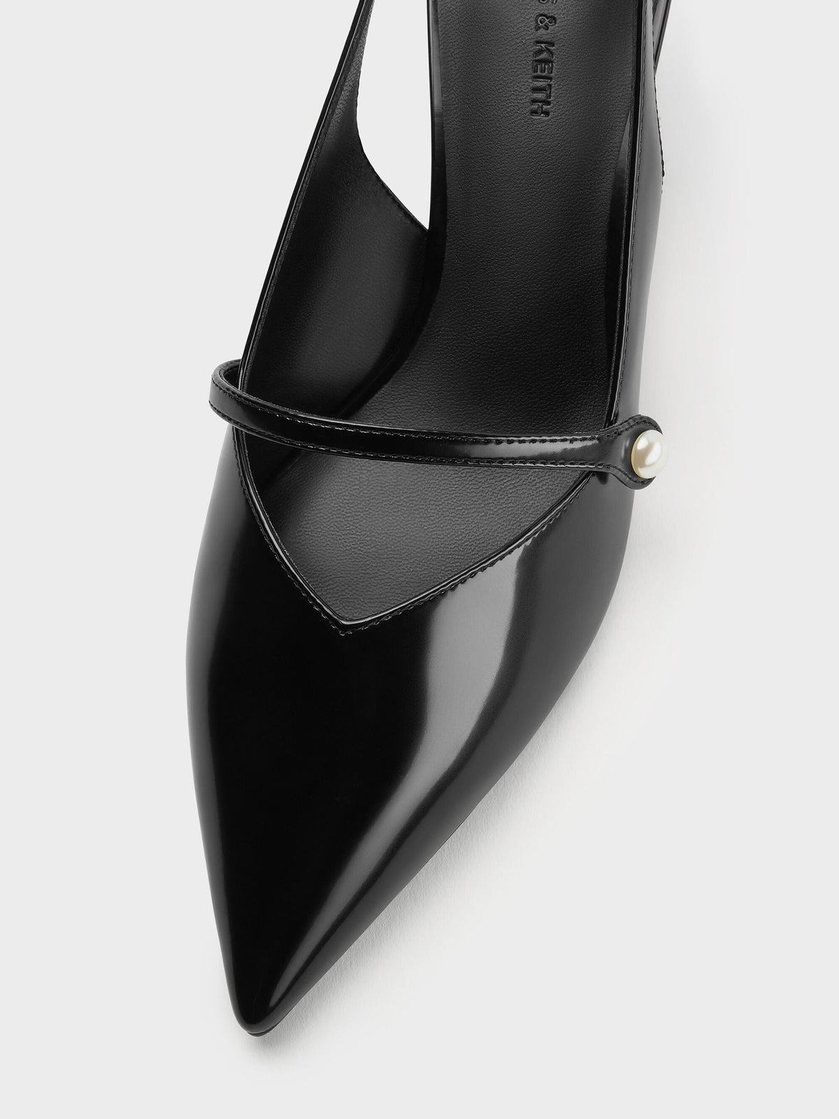 Helena Pearl Slingback Kitten Heels - Black Box | CHARLES & KEITH