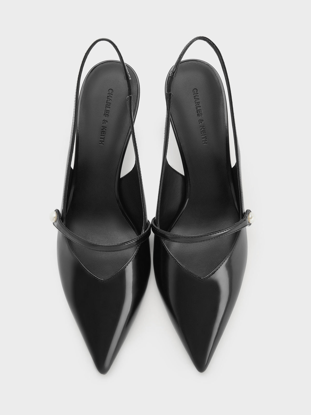 Helena Pearl Slingback Kitten Heels - Black Box | CHARLES & KEITH